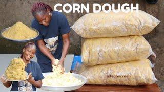 HOW TO MAKE CORN DOUGH FOR DOKUNU & KENKEY BY LEAH SCREEN | FERMENTED CORN DOUGH RECIPE !!