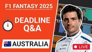 F1 Fantasy: Deadline Q&A Live Stream for the Australian GP 2025 | The Fantasy Formula