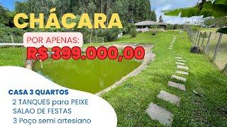 CHÁCARA PEQUENO PARAÍSO | CASA 3 QUARTOS | 2 TANQUES PEIXE | R$ 399.000,00