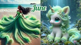 Choose your birthday month and unlock your beautiful ballgown with matching cute unicorn