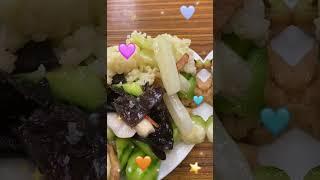 #午餐#粟米腰果湯 三餸 勝瓜炒木耳 椰菜花 竹荀炒豆卜 根記健康素食￼