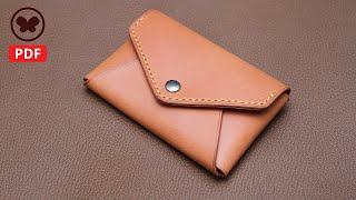 035 Making a Leather Card Wallet (Free PDF pattern): 심플한 똑딱 명함 지갑