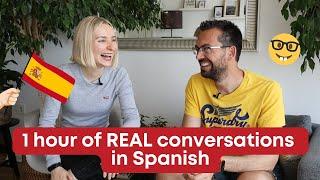 1 Hour of Real Spanish Conversations  Intermediate Spanish Listening and Speaking Practice 