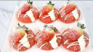 Strawberry bun / Strawberry Cream Cheese / Delicious bun Strawberry / simple Strawberry