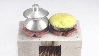 How to Make a DUAL STOVE using Cement with MINIATURE BRICKS