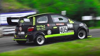 Toyota Yaris Mk1 Interswiss Cars racing on Hillclimb: Tuned Toyota 1.3L 2NZ-FE Sound feat. ITBs!