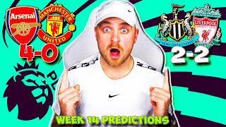 PREMIER LEAGUE 2024/25 WEEK 14 PREDICTIONS & TIPS | ARSENAL VS MAN UNITED & NEWCASTLE VS LIVERPOOL!