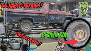 '55 Chevy Napco Repairs. A blown rim left us stranded!