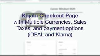 Kajabi Checkout Page with Multiple Currencies, Sales Taxes, iDEAL and Klarna payment options