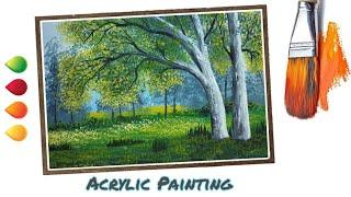 Draw a Landscape Scene | Acrylic landscape painting / Art paintings #art #painting