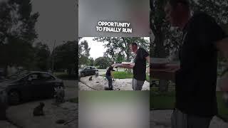 His dog tried to run away with the pizza lady 