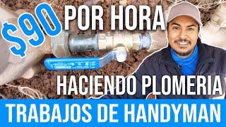 Reemplazando llave de agua exterior haciendo plomeria en trabajos de handyman y construccion en usa