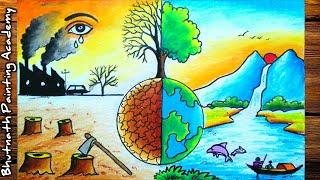 save environment drawing||air pollution||earth day||environment day poster painting