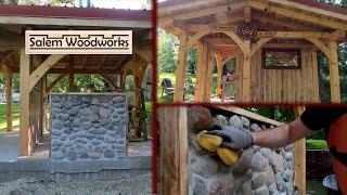 Timber Frame Sauna - Building Walls and a Fieldstone Hearth