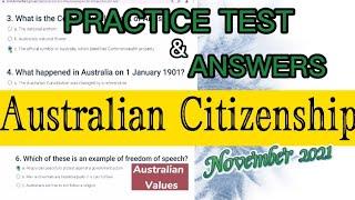 AUSTRALIAN CITIZENSHIP TEST Practice Test & Answers from Immigration website