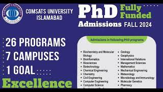 PhD Fully Funded Scholarships in all fields and in all campuses of COMSATS University Islamabad