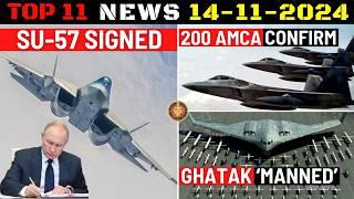 Indian Defence Updates : Su-57 Deal Signed,Ghatak Manned Bomber,200 AMCA Deal,Morphing Wing Aircraft