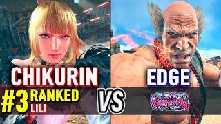 T8  CHIKURIN (#3 Ranked Lili) vs EDGE (Heihachi)  Tekken 8 High Level Gameplay