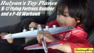 Airplane Toys: B17 Flying Fortress Bomber & P-40 Warhawk Fighter Plane. Toy Unboxing