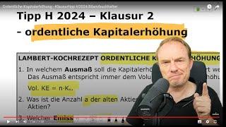 Ordentliche Kapitalerhöhung - Prüfungstipps H2024 Klausur 2 - Bilanzbuchhalter