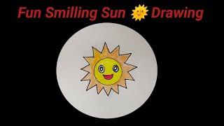 Fun Smilling Sun Drawing for kids|| Draw And Colour a Cute  for kids|| Huma Khan kid's art.