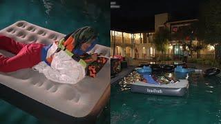 Jason Goes To Sleep On Top Of His Pool!