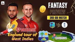 WI vs ENG 3rd ODI Match 2024 Fantasy Preview | West Indies vs England | CricStats Analyser