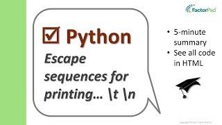 Escape sequences in Python for beginners