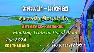 Take the Local train pass the green Route and floating railway bridge in Thailand