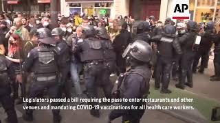 French police clash with anti-virus pass protesters