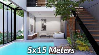 (5x15 Meters) Loft Design | Minimalist House Tour