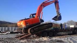 Правильный заезд на трал экскаватора Hitachi EX 400