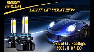 Mega Racer 4 Sided LED Headlight 9005 / H10 / HB3