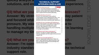 Technical Support Interview Questions and Answers