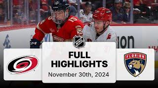 NHL Highlights | Hurricanes vs. Panthers - November 30, 2024