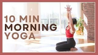 10 min Morning Yoga - Gentle Beginner Yoga (NO PROPS)