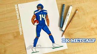 How to draw an american footbal player DK Metcalf / Seattle Seahawks