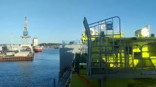 OnBoard video: Cargo ship loading ambulance boat & departing Turku, Finland