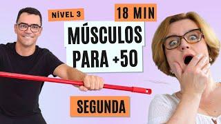 Como RECUPERAR os Músculos Após os 50 Anos | Segunda | Nível 3 | Treino com Bastão para Mulheres