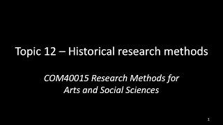 Historical Research Methods