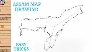 How to draw Assam map easily | Assam map drawing easy tricks