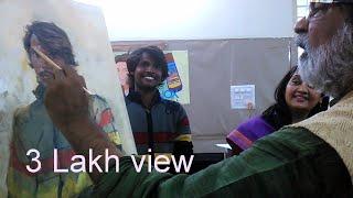 LIVE PORTRAIT PAINTING BY ARTIST VASUDEO KAMATH || ACRYLIC COLOR PORTRAIT  LIVE DEMO  PART-1 ||