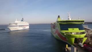 Tallink Silja Europa departing & Superstar unloading 60FPS 1080P