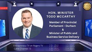 Minister Todd McCarthy, Ontario's Minister for Public, Service Delivery and Procurement