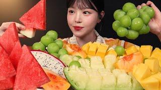 Fruit Feast! Watermelon, Mango, Peach, Shine Muscat & Melon Dessert ASMR