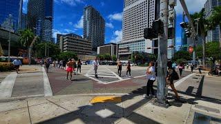 4K Brickell Neighborhood , Summer City Cycling Travel Tour , Miami FL , August 2024