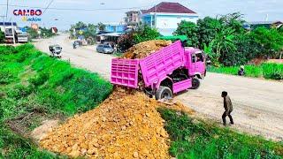 Wonderful work! Start new Project Landfill by Expert Driver skill Using Dozer D31P pushing SoilRock