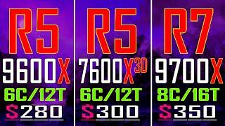 RYZEN 5 9600X vs RYZEN 5 7600X3D vs RYZEN 7 9700X || PC GAMES BENCHMARK TEST ||