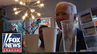 Biden at ice cream shop reveals why he'll be MIA on Kamala Harris' big night