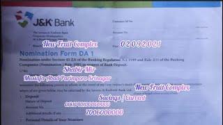 How to fill JK bank Nomination form da1┃JK bank Nomination form da1 kaise bhare┃Shabir Mir